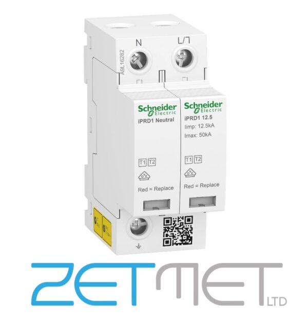Schneider Acti 9 A9L16282 50kA 2 Module 1P+N Type 1+2 iPRD1 12.5r Surge Arrester Remote Transfer