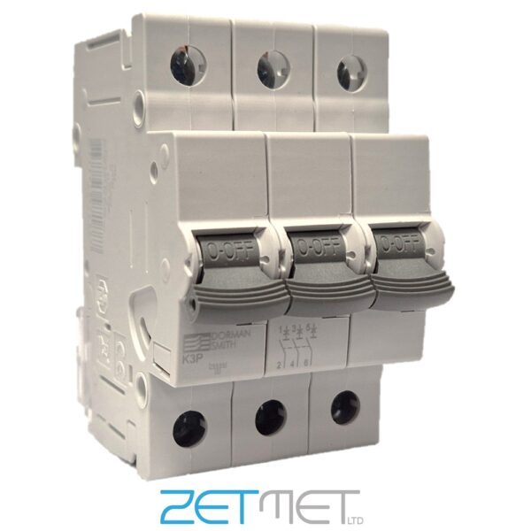 Dorman Smith K3PB06 6 Amp Triple Pole Type B 10kA 415V Loadlimiter 63 Miniature Circuit Breaker MCB