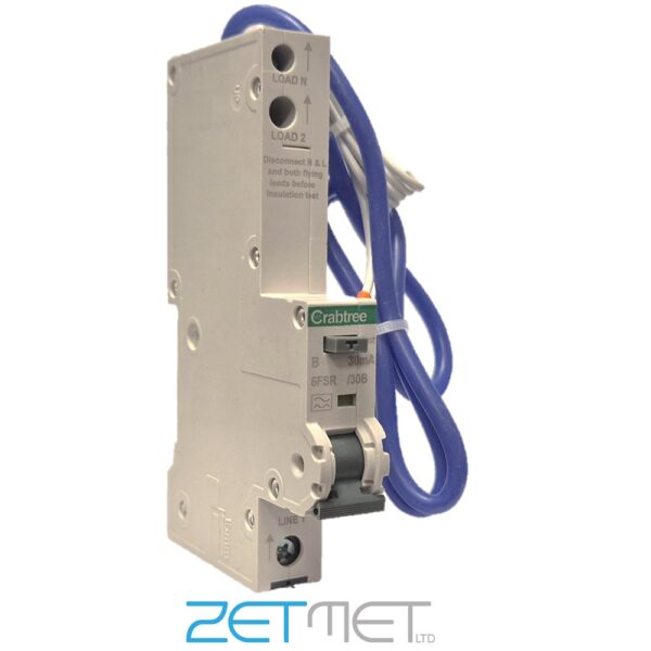 Crabtree Loadstar 6FSR06/30B 6 Amp B Curve Single Pole 30mA 230V Type A RCBO