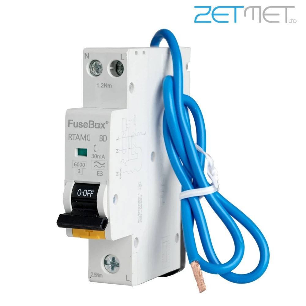 FuseBox RTAMC25BD 25 Amp Bi-Directional 1P+N C Curve 30mA 6kA Miniature Type A RCBO