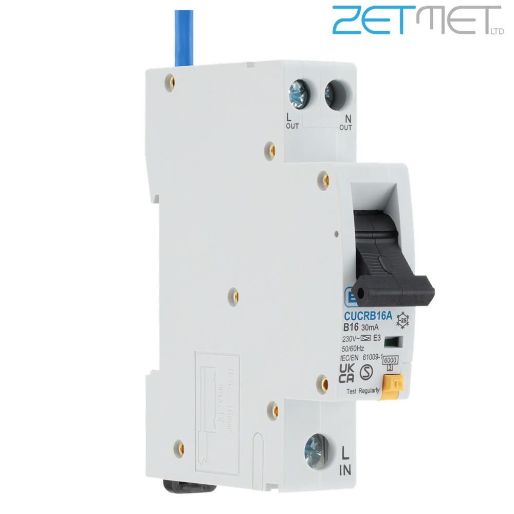 British General (BG) CUCRB16A 16 Amp Single Pole B Curve 30mA 230V Compact Type A RCBO