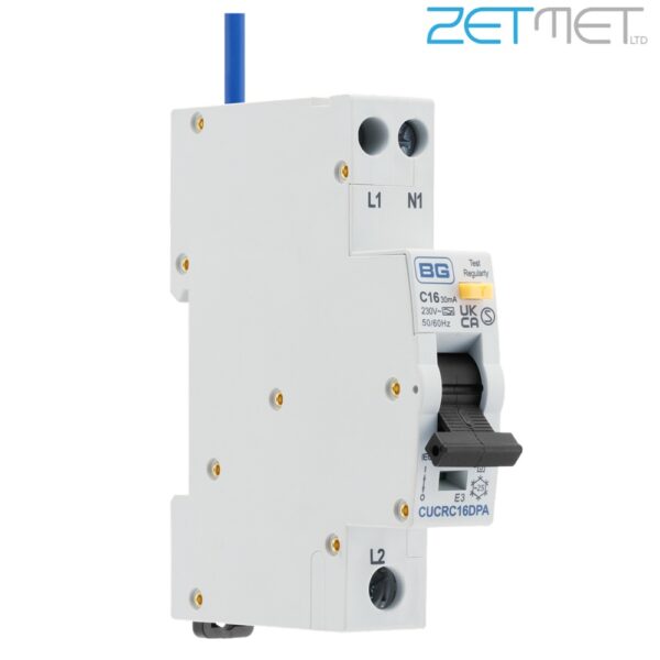 British General (BG) CUCRC16DPA 16 Amp C Curve DP 1 Module 30mA 230V Compact Type A Bi-Directional RCBO