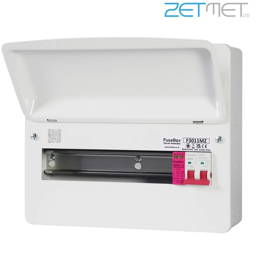 FuseBox F3 Series F3011MZ 11 Way 100A Main Switch Metal Consumer Unit + T2 Surge Protection - Image 2