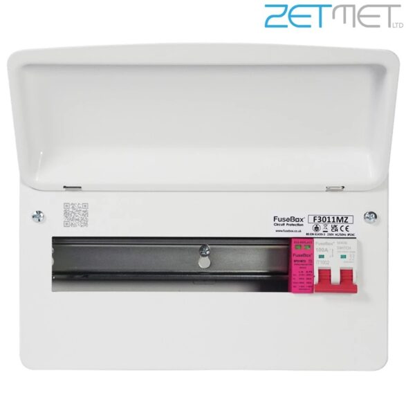 FuseBox F3 Series F3011MZ 11 Way 100A Main Switch Metal Consumer Unit + T2 Surge Protection