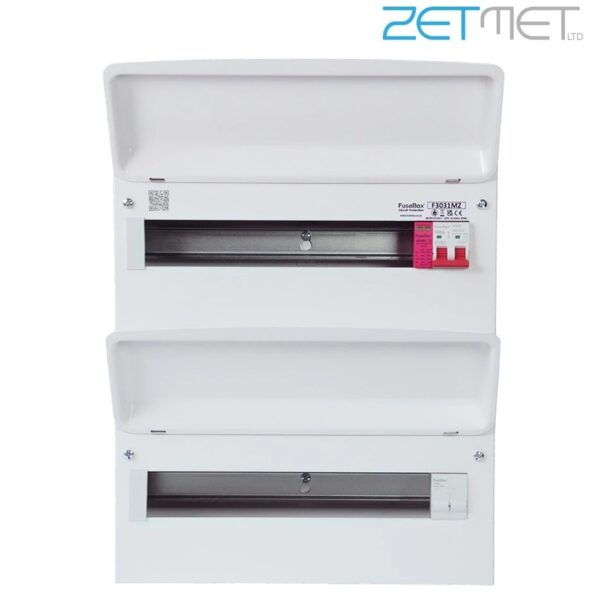 FuseBox F3 Series F3031MZ 31 Way 100A Main Switch Double Bank Metal Consumer Unit + T2 Surge Protection