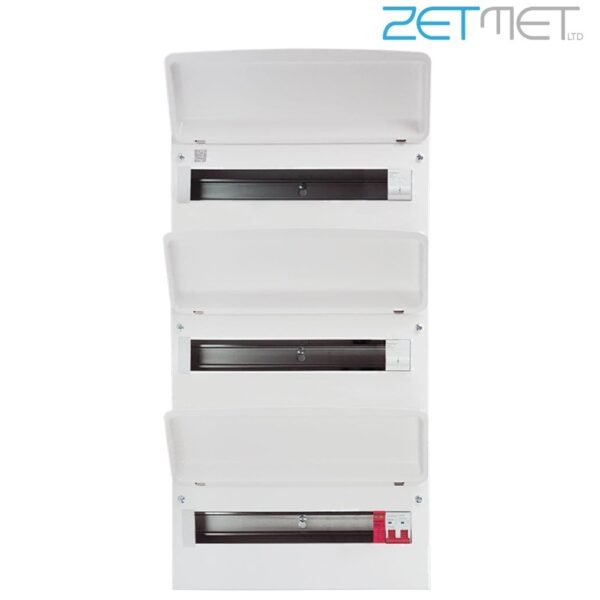 FuseBox F3 Series F3047MZ 47 Way 100A Main Switch Triple Bank Metal Consumer Unit + T2 Surge Protection