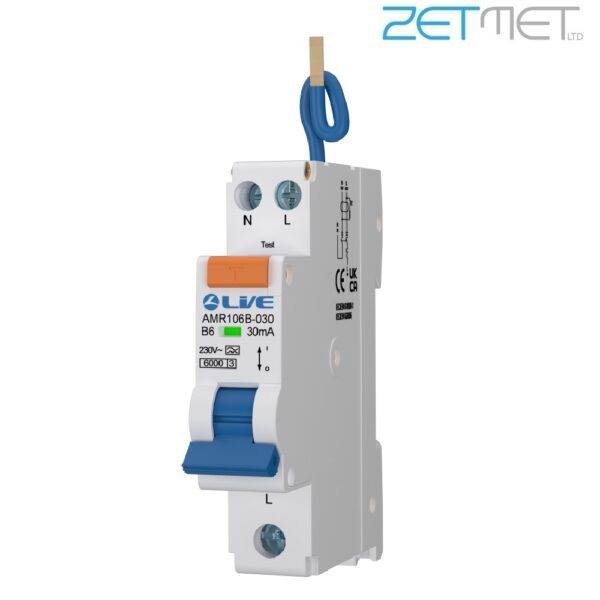Live Electrical AMR106B-030 6 Amp Bi-Directional Double Pole B Curve 30mA 6kA Miniature Type A RCBO