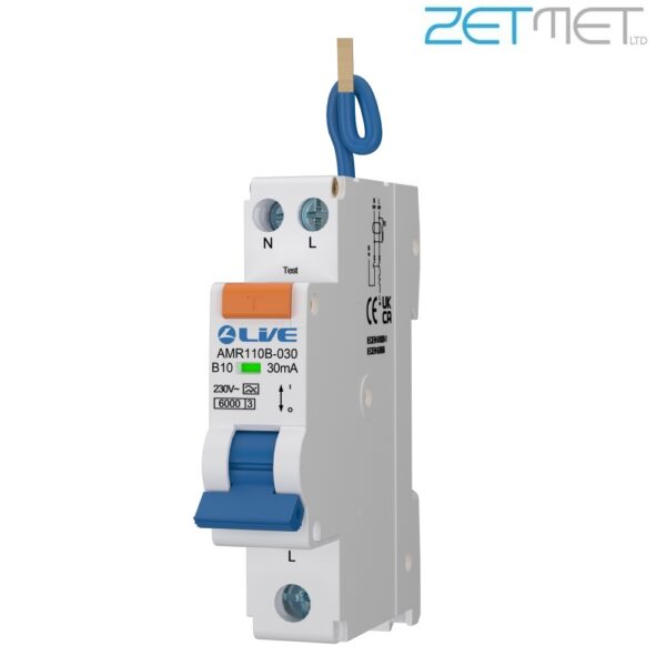 Live Electrical AMR110B-030 10 Amp Bi-Directional Double Pole B Curve 30mA 6kA Miniature Type A RCBO