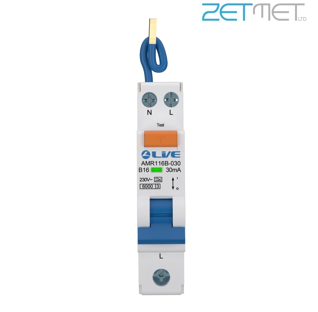 Live Electrical AMR116B-030 16 Amp Bi-Directional Double Pole B Curve 30mA 6kA Miniature Type A RCBO - Image 2