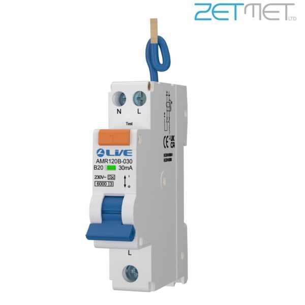 Live Electrical AMR120B-030 20 Amp Bi-Directional Double Pole B Curve 30mA 6kA Miniature Type A RCBO