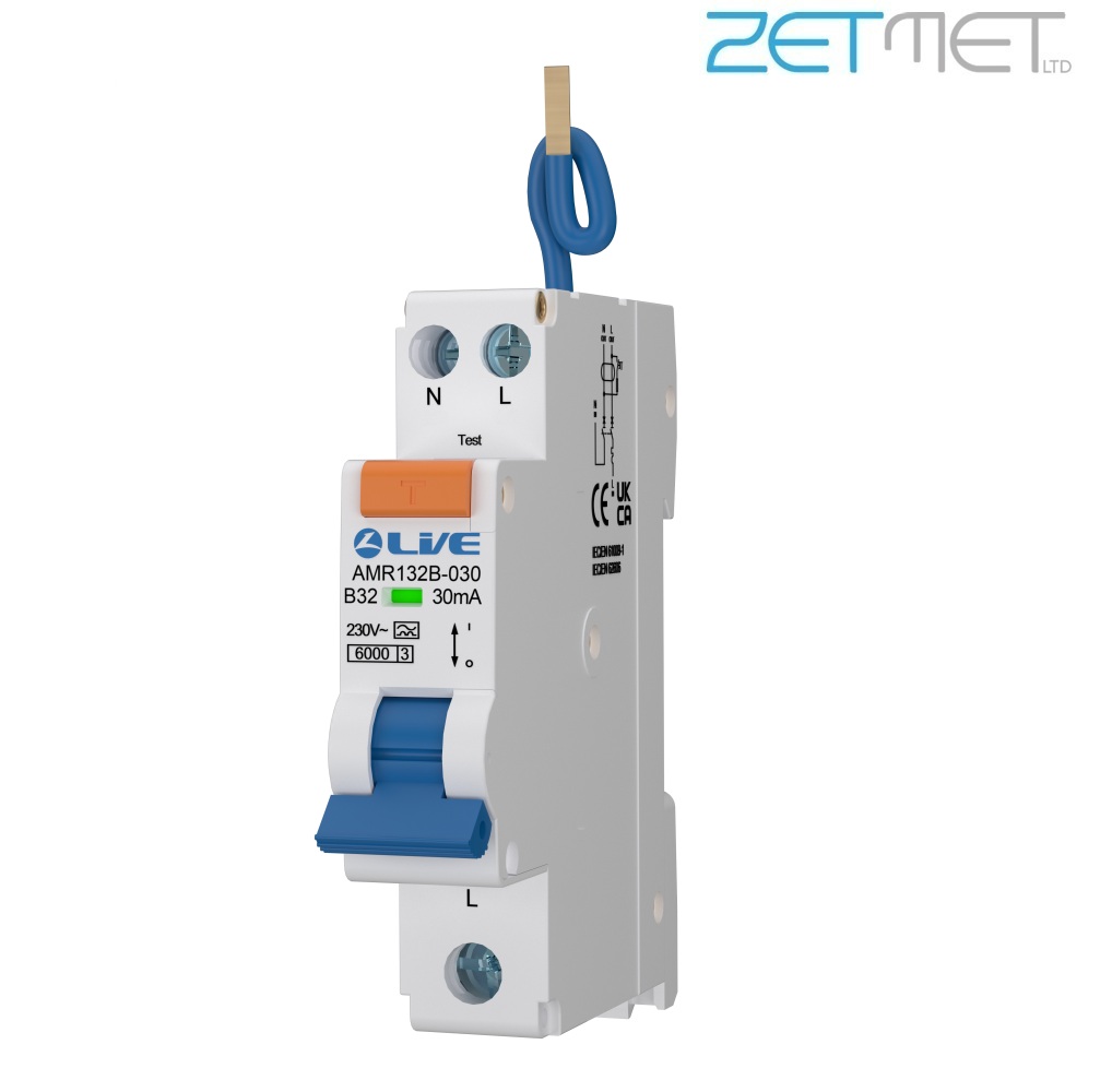 Live Electrical AMR132B-030 32 Amp Bi-Directional Double Pole B Curve 30mA 6kA Miniature Type A RCBO