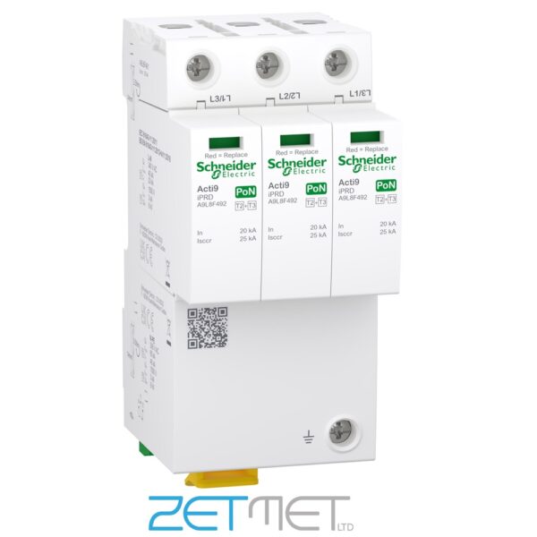 Schneider Acti 9 A9L8F461 3P+N Type 2+3 iPRD F40r Surge Arrester w/ Fuse & Remote Contact