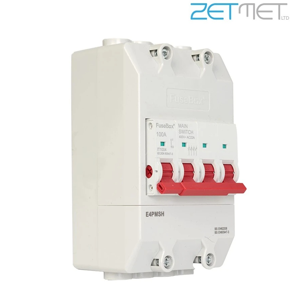 FuseBox E4PMSH 100A 4 Pole Three Phase Meter Isolator Switch and Enclosure - Image 2