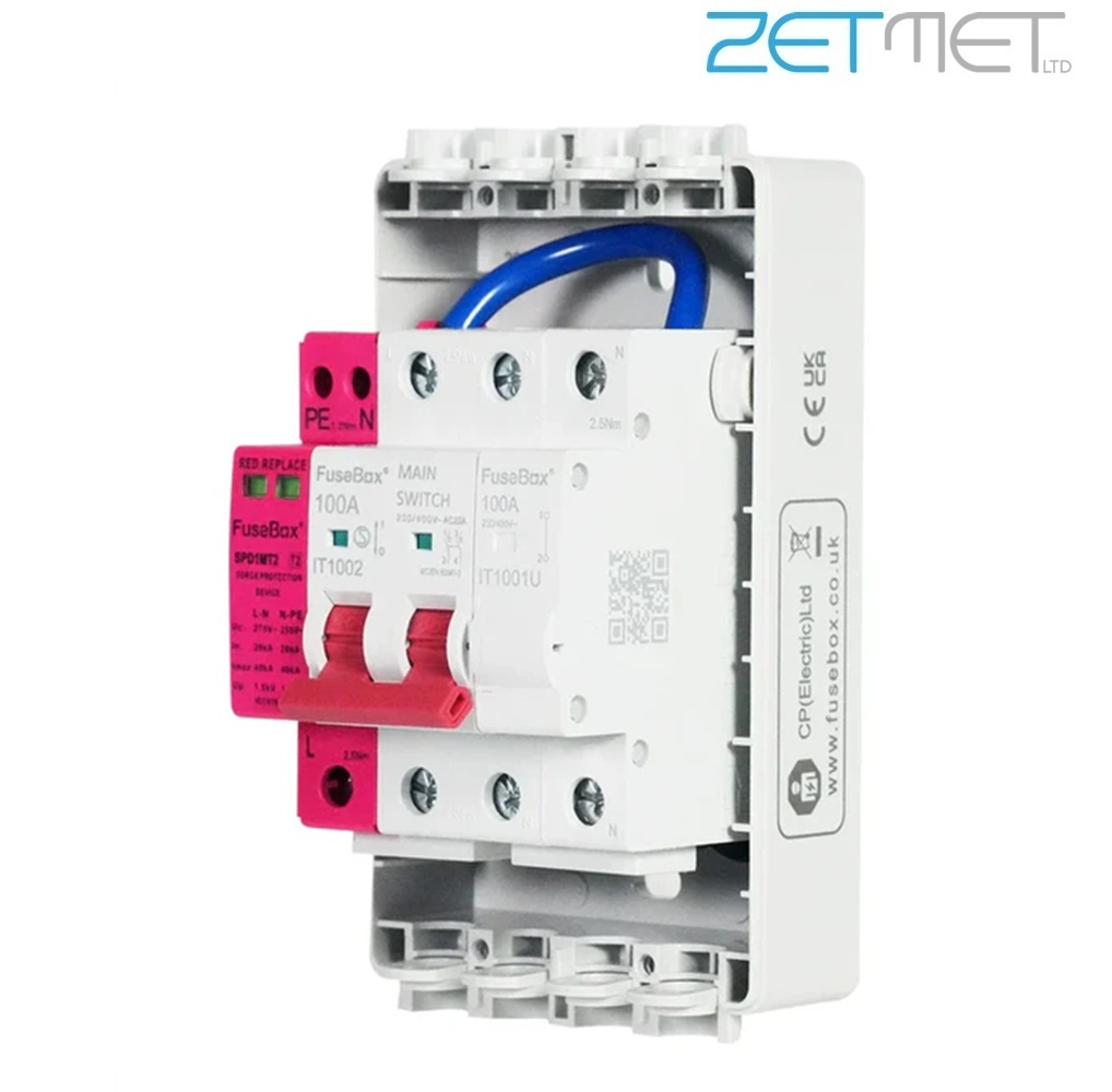 FuseBox E2PMST2 100A 2 Pole Meter Isolator Switch Surge Protection Device and Enclosure - Image 2