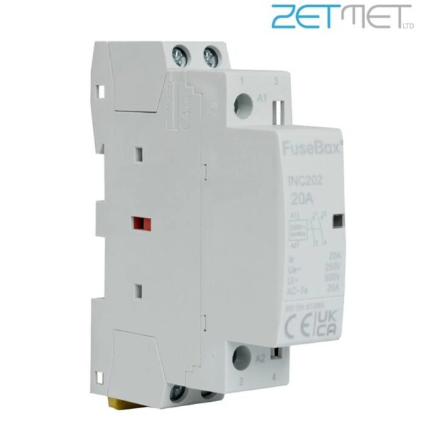FuseBox INC202 20 Amp 2 Pole N/O Modular DIN Rail Contactor
