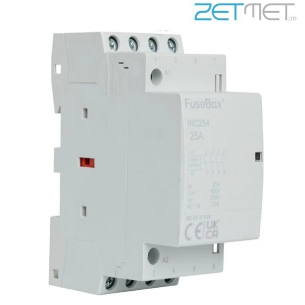 FuseBox INC254 25 Amp 4 Pole N/O Modular DIN Rail Contactor