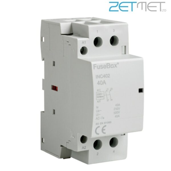 FuseBox INC402 40 Amp 2 Pole N/O Modular DIN Rail Contactor