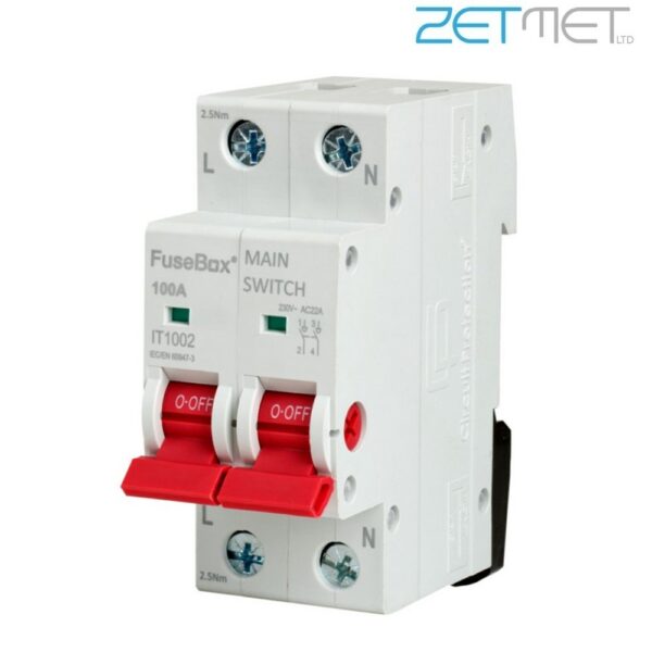 FuseBox IT1002 100 Amp Double Pole Mains Switch Isolator