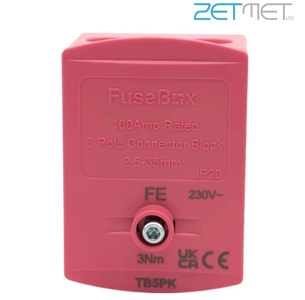 FuseBox TB5PK 100A 5 Way Pink Connector Terminal Block