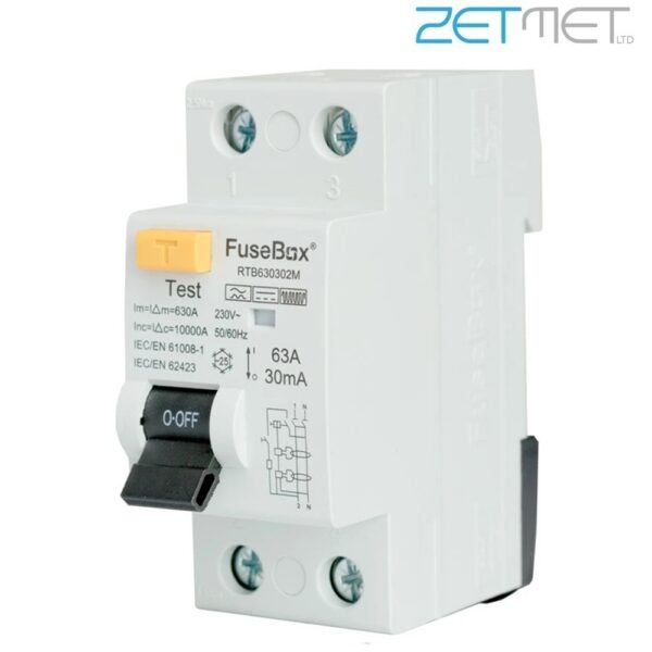 FuseBox RTB630302M 63 Amp Double Pole Type B RCD 30mA 230V RCCB