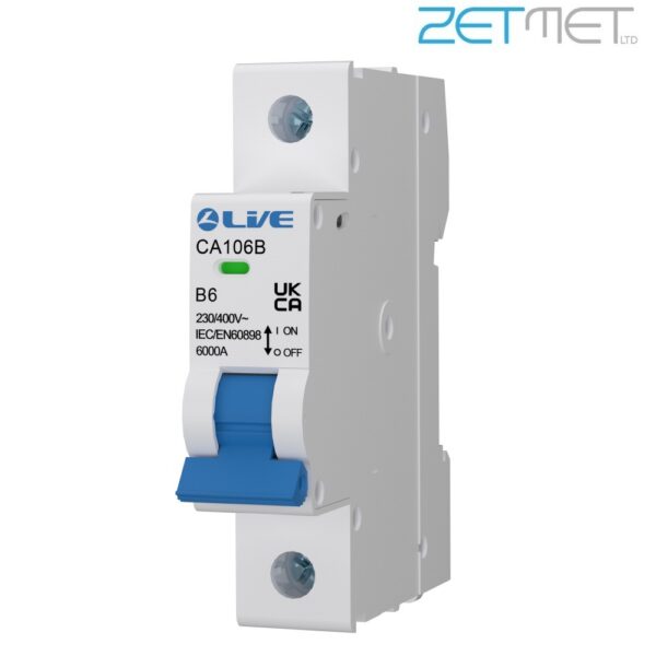 Live Electrical CA106B 6 Amp Single Pole Type B 6kA 230V Miniature Circuit Breaker MCB