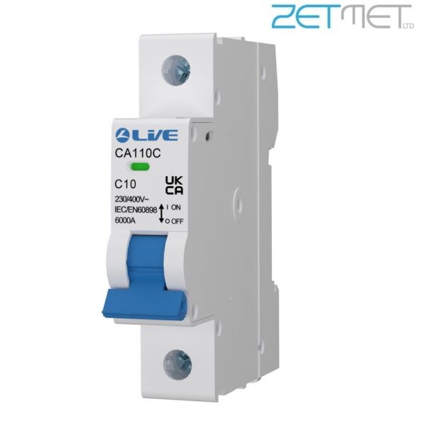 Live Electrical CA110C 10 Amp Single Pole Type C 6kA 230V Miniature Circuit Breaker MCB