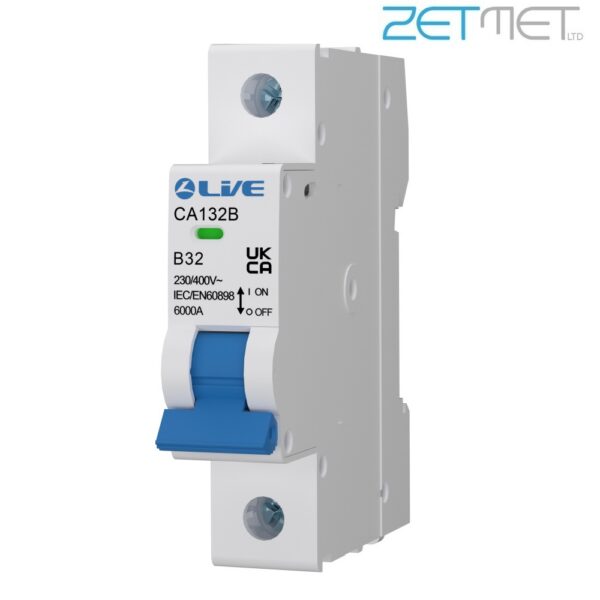 Live Electrical CA132B 32 Amp Single Pole Type B 6kA 230V Miniature Circuit Breaker MCB