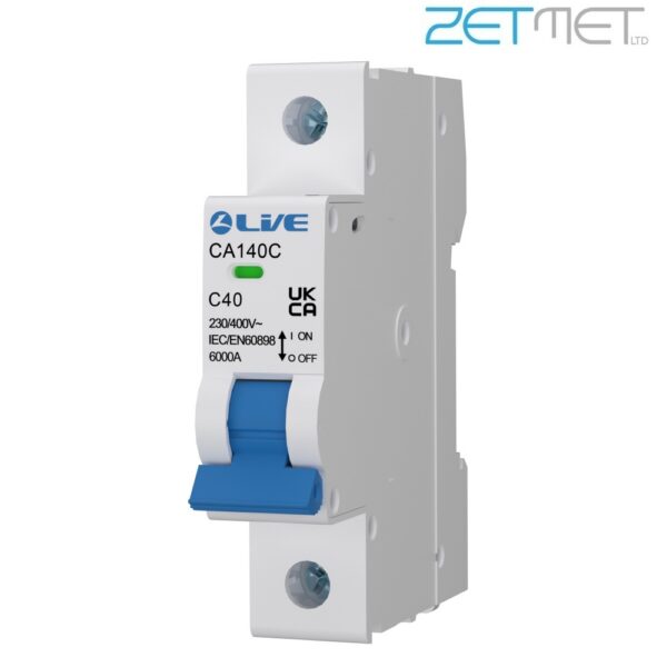 Live Electrical CA140C 40 Amp Single Pole Type C 6kA 230V Miniature Circuit Breaker MCB