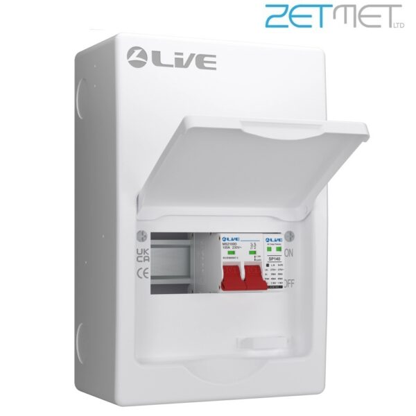 Live Electrical SRN LSMC06S-SP 6 Way 100A Main Switch Dual Busbar Consumer Unit + T2 Surge Protection (3 Useable Ways)